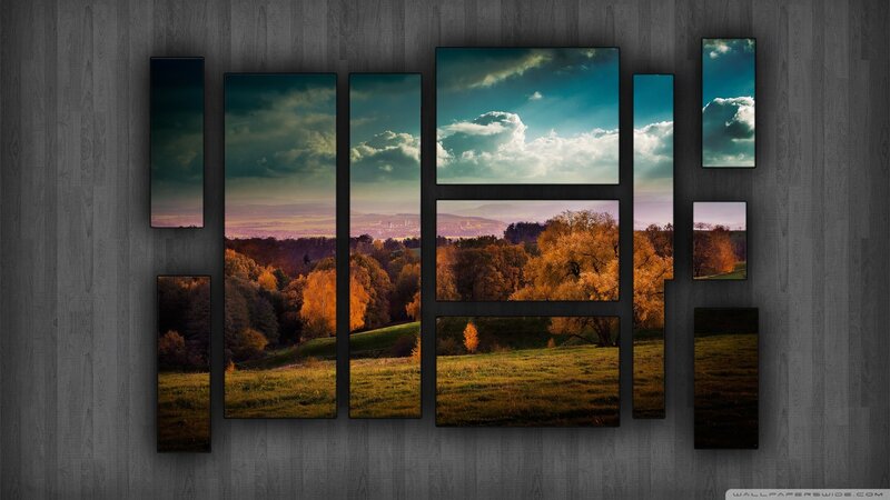 Autumn Landscape Collage — Green, Serene, Photograph