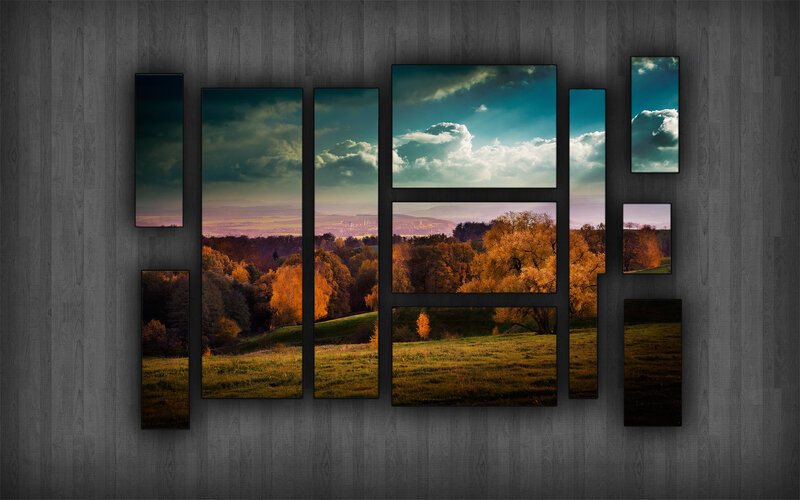 Autumn Landscape Collage — Orange, Serene, Photograph