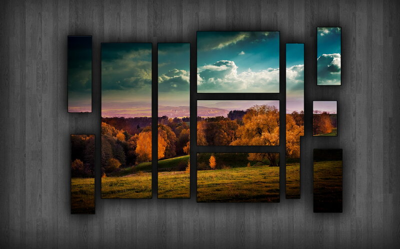 Autumn Landscape Collage — Orange, Serene