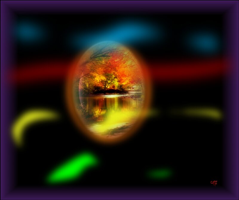 Autumn Landscape in Oval