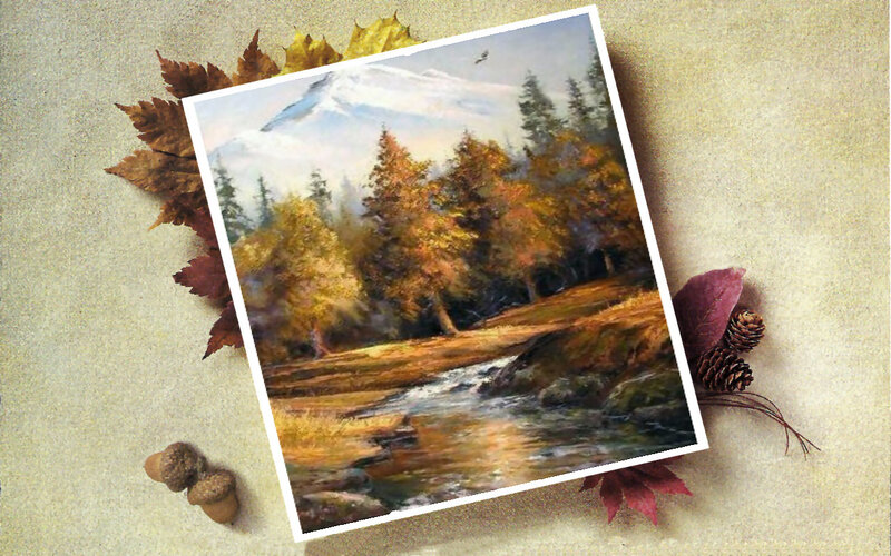 Autumn Landscape Painting — Brown
