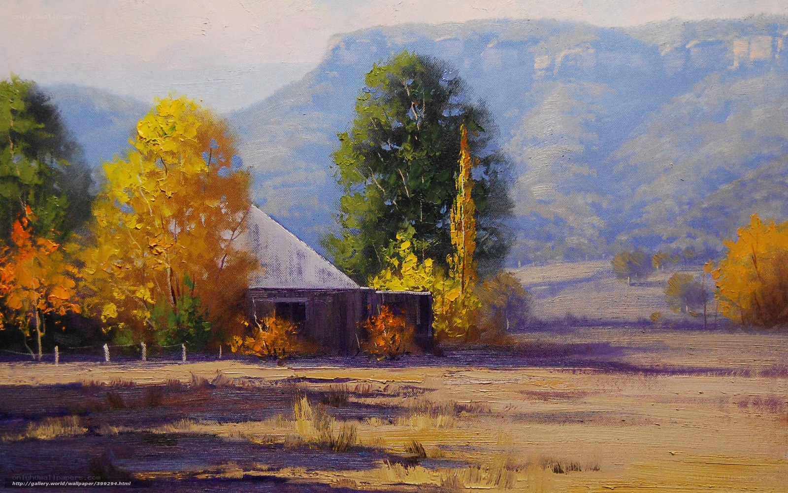 Autumn landscape with barn