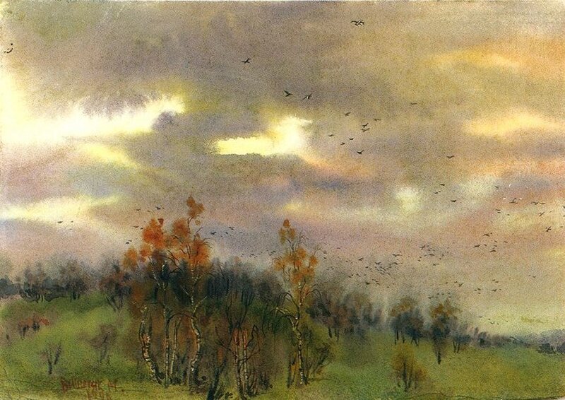 Autumn Landscape with Birds