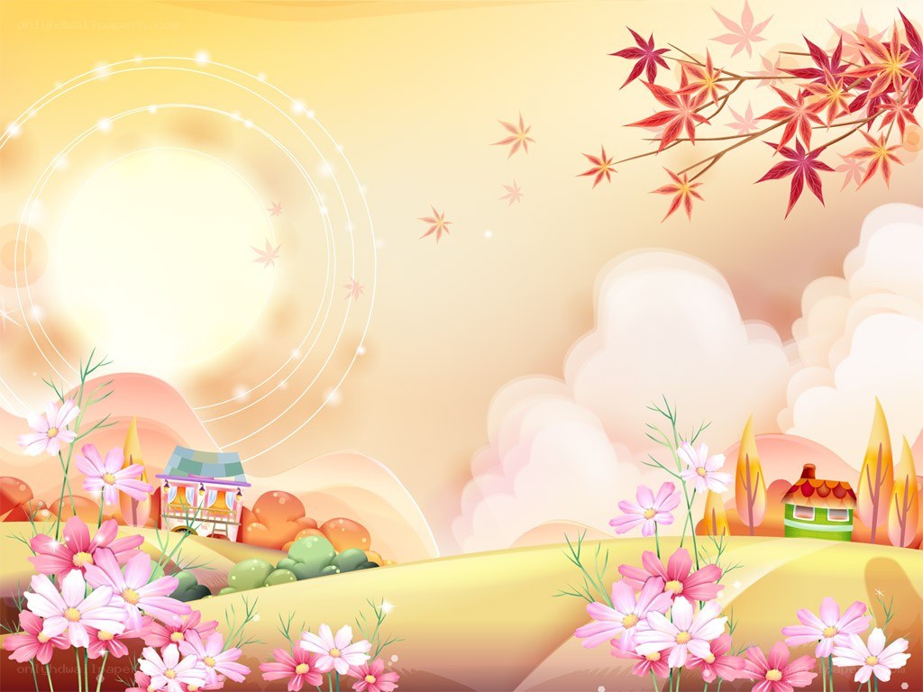 autumn landscape with flowers