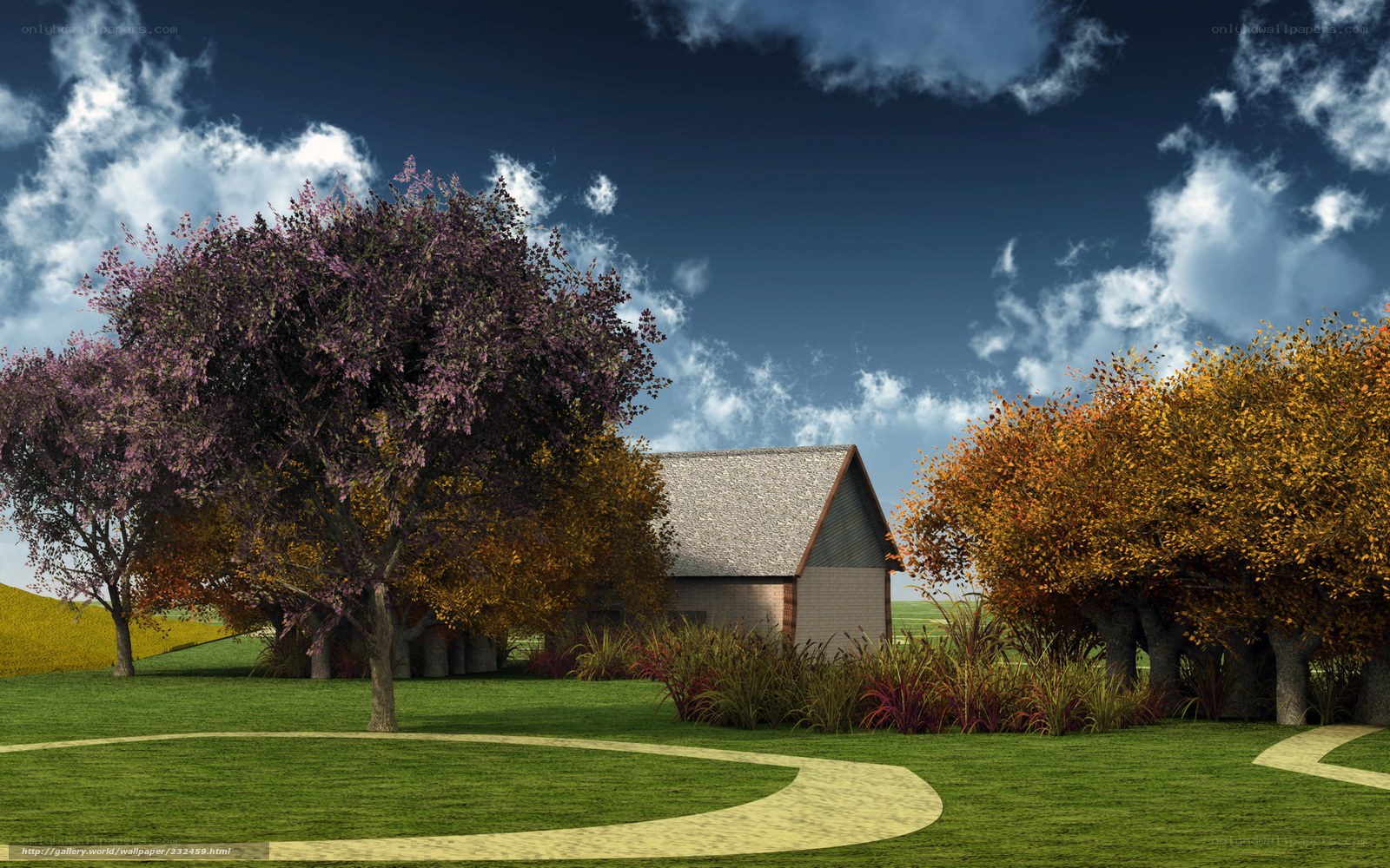 Autumn landscape with house