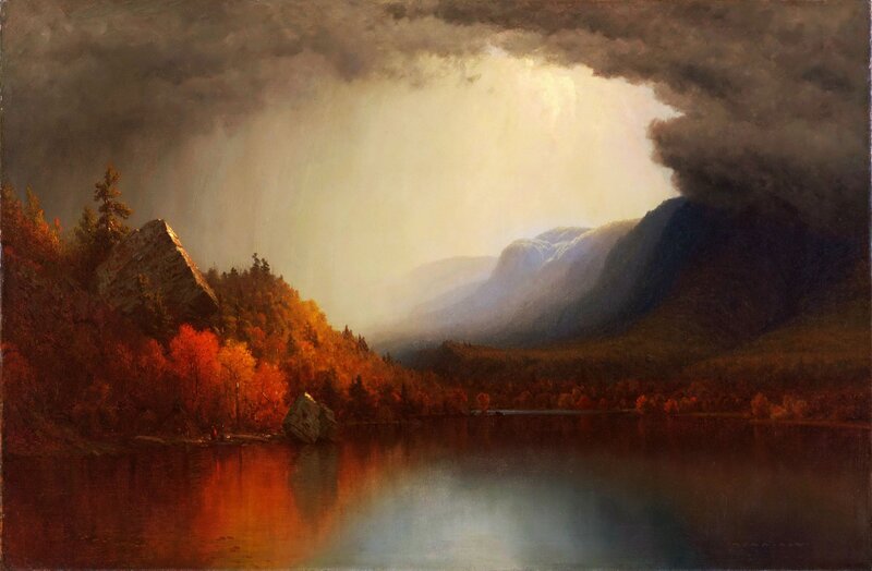 Autumn Landscape with Lake — Orange, Dramatic