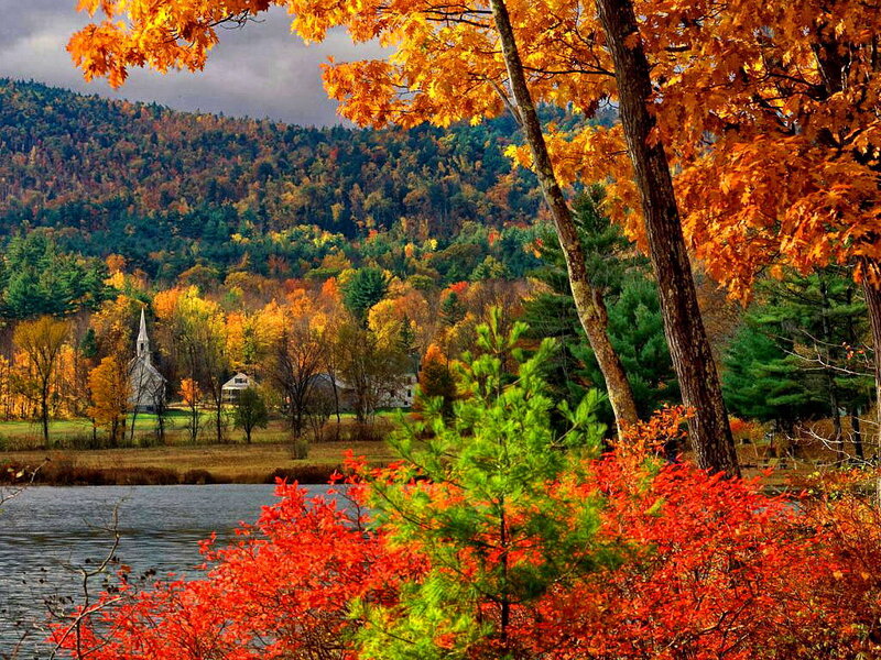 Autumn Landscape with Lake — Orange