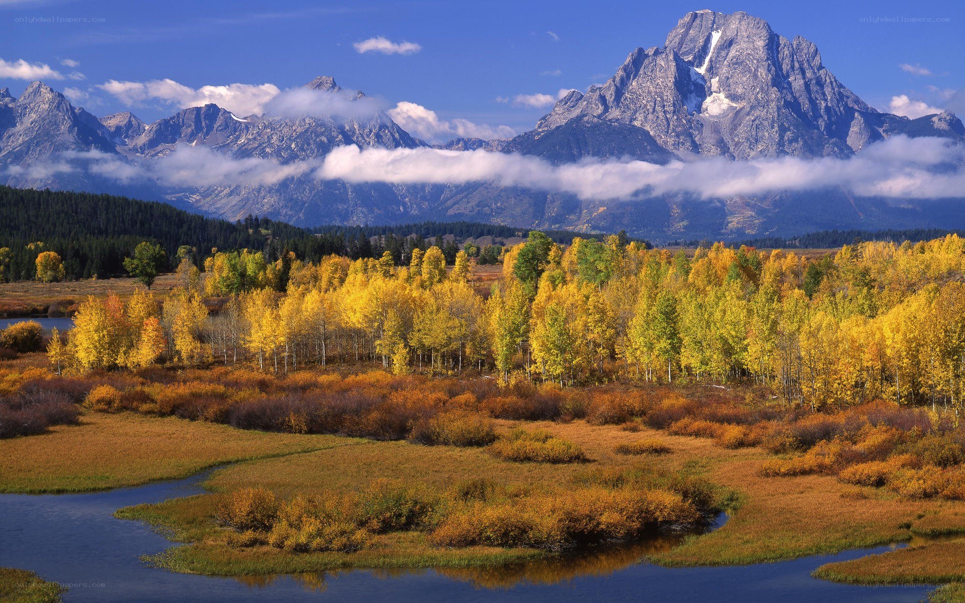 Autumn landscape with mountains