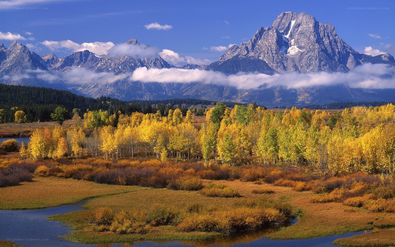Autumn landscape with mountains