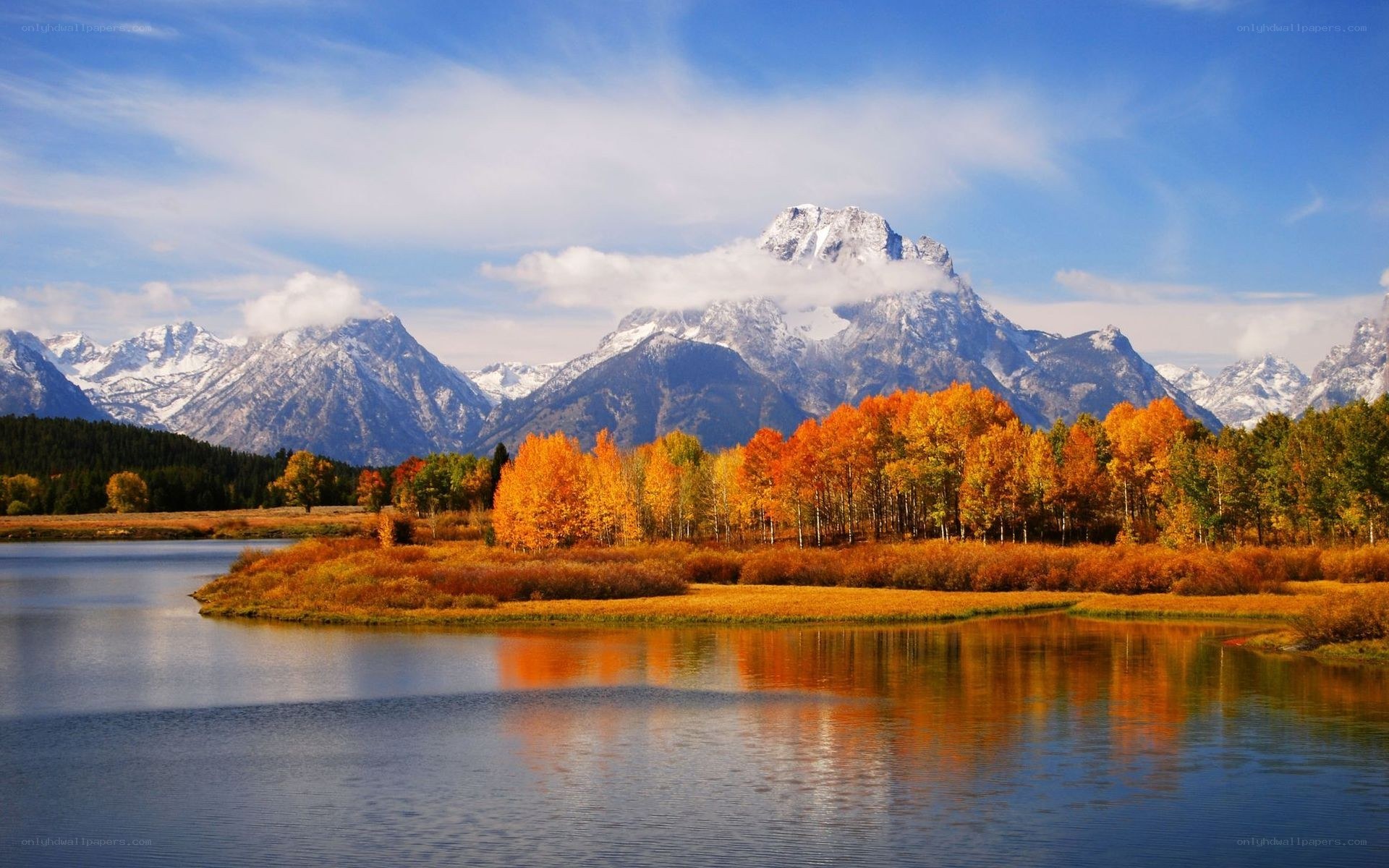 Autumn landscape with mountains