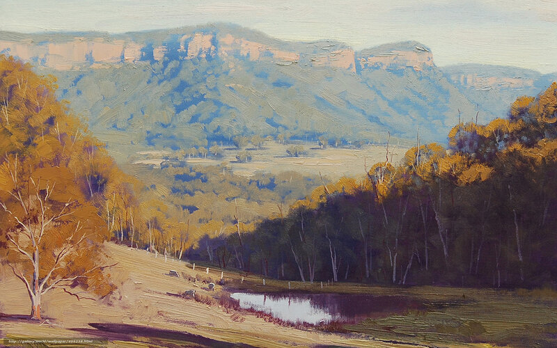 Autumn Landscape with Mountains — Brown