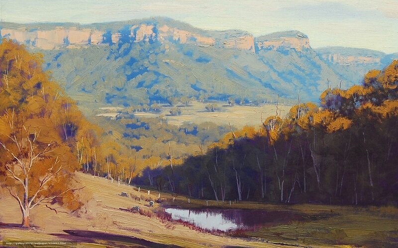 Autumn Landscape with Mountains — Orange