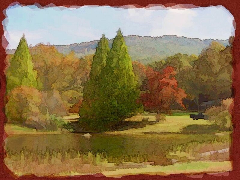 Autumn landscape with pond