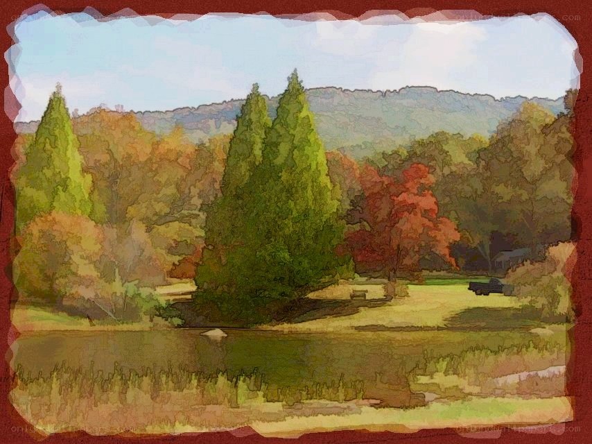 Autumn landscape with pond