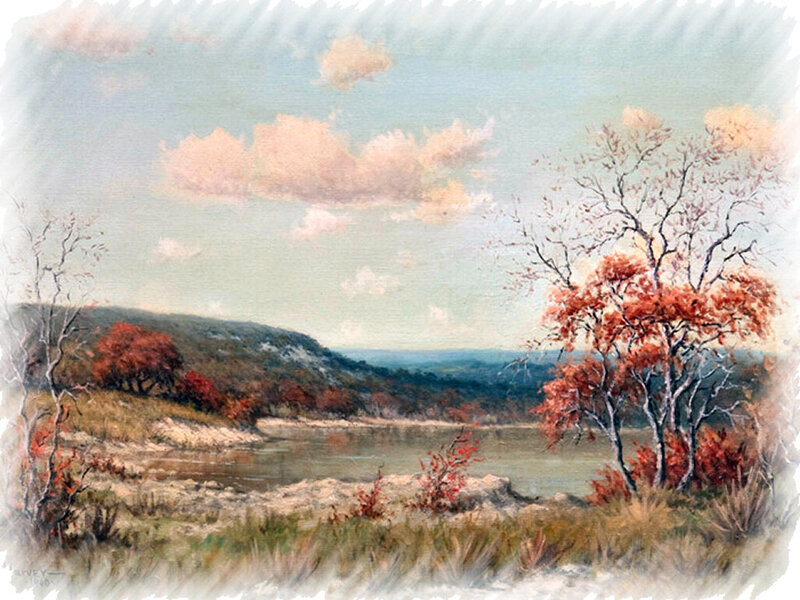 Autumn Landscape with River — Orange
