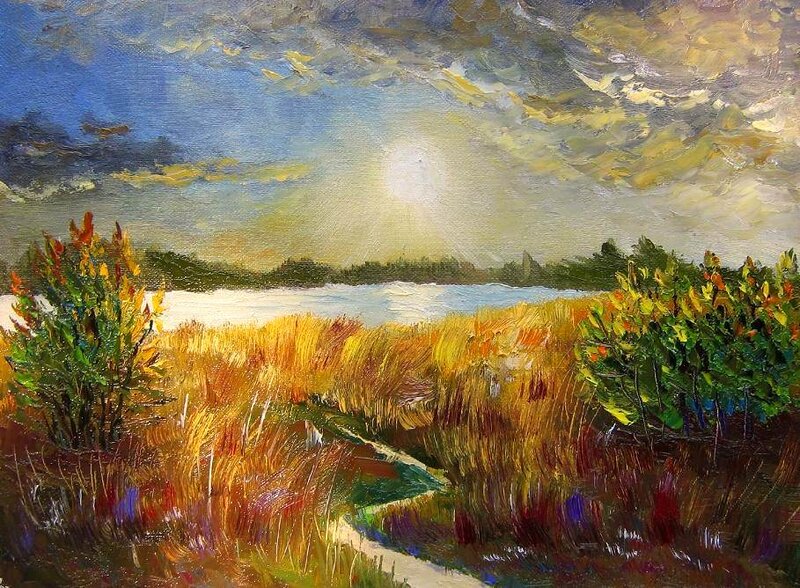 Autumn Landscape with River — Yellow