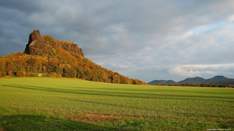 Autumn landscape with rock formation