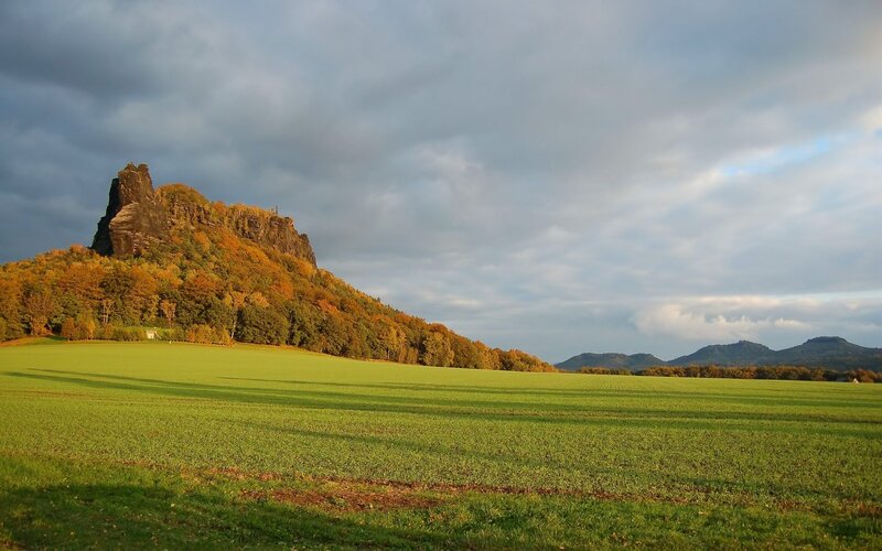 Autumn landscape with rock formation