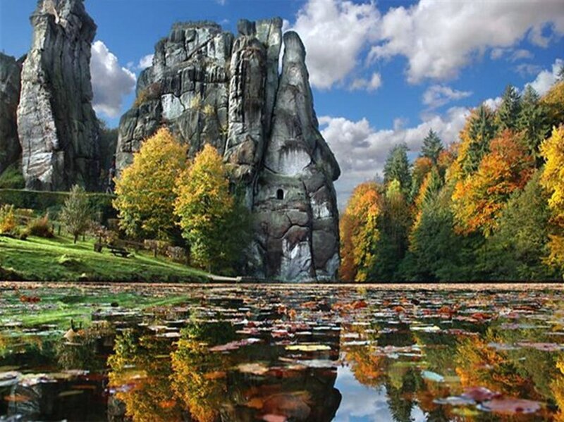 Autumn landscape with rock formations