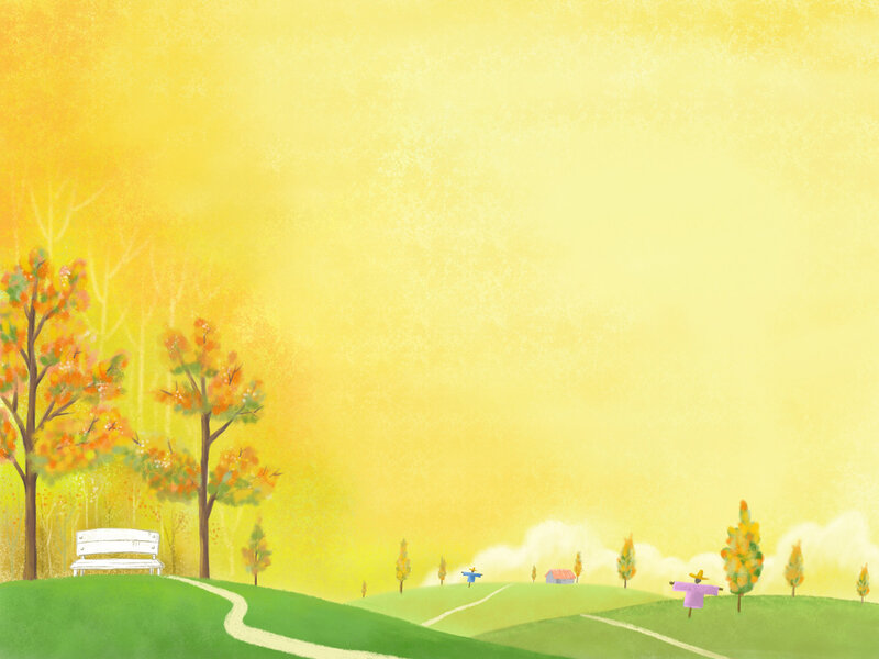 Autumn Landscape with Scarecrows — Yellow