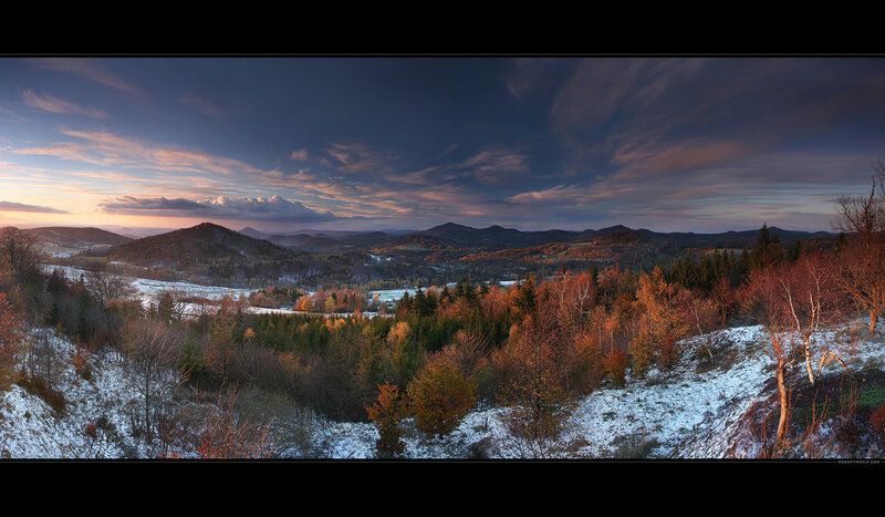 Autumn landscape with snow