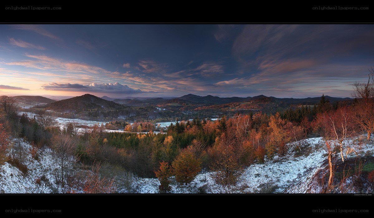 Autumn landscape with snow