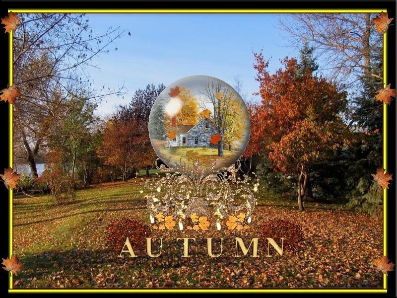Autumn landscape with snow globe