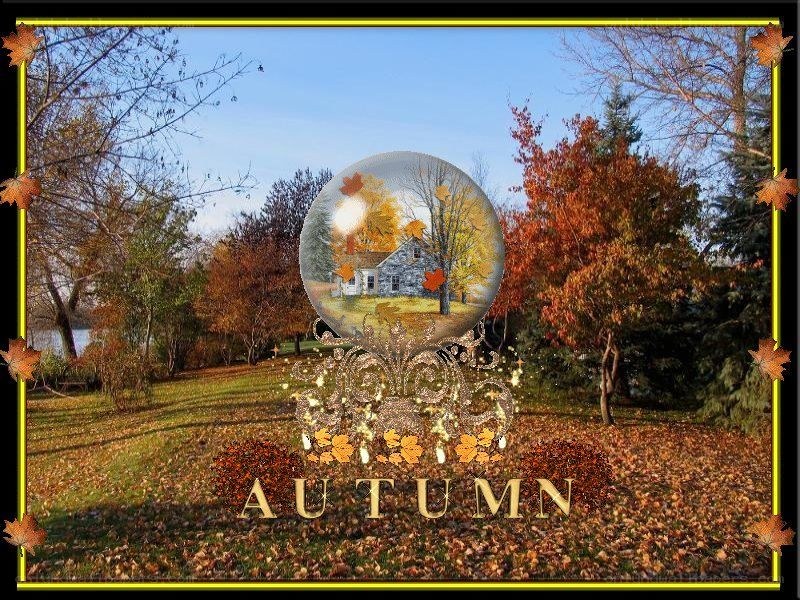Autumn landscape with snow globe