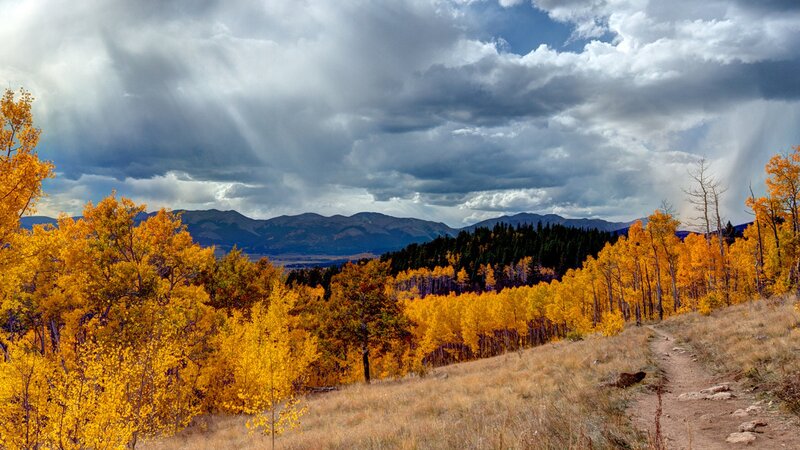 Autumn landscape with stormy sky