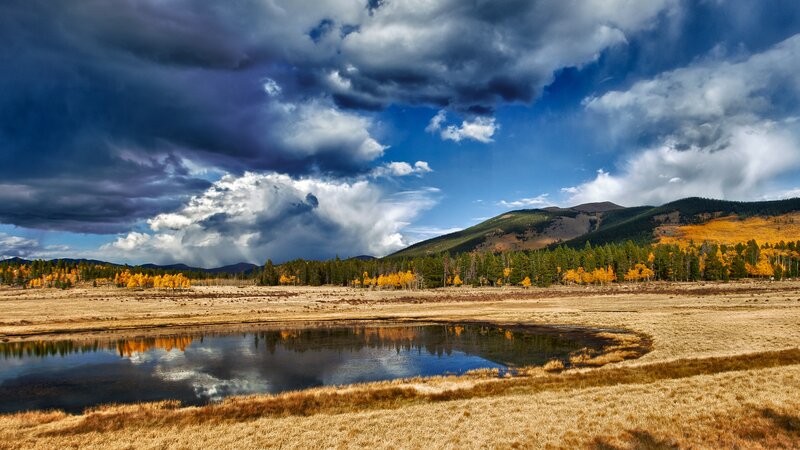 Autumn landscape with stormy sky
