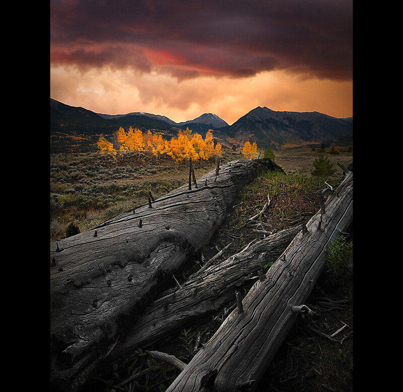 Autumn landscape with stormy sky