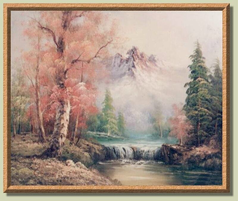 Autumn landscape with waterfall