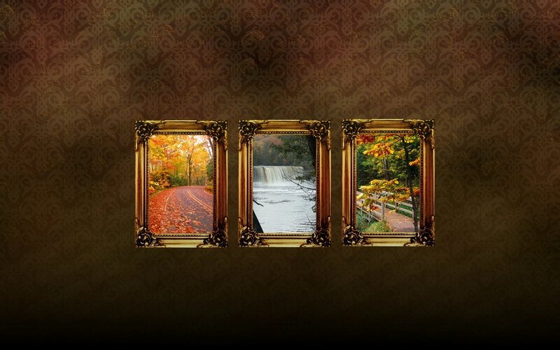 Autumn landscapes in frames