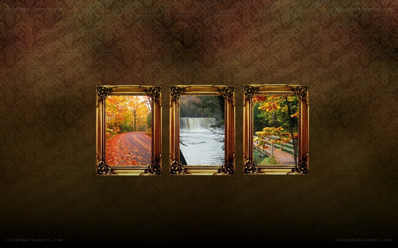 Autumn landscapes in frames