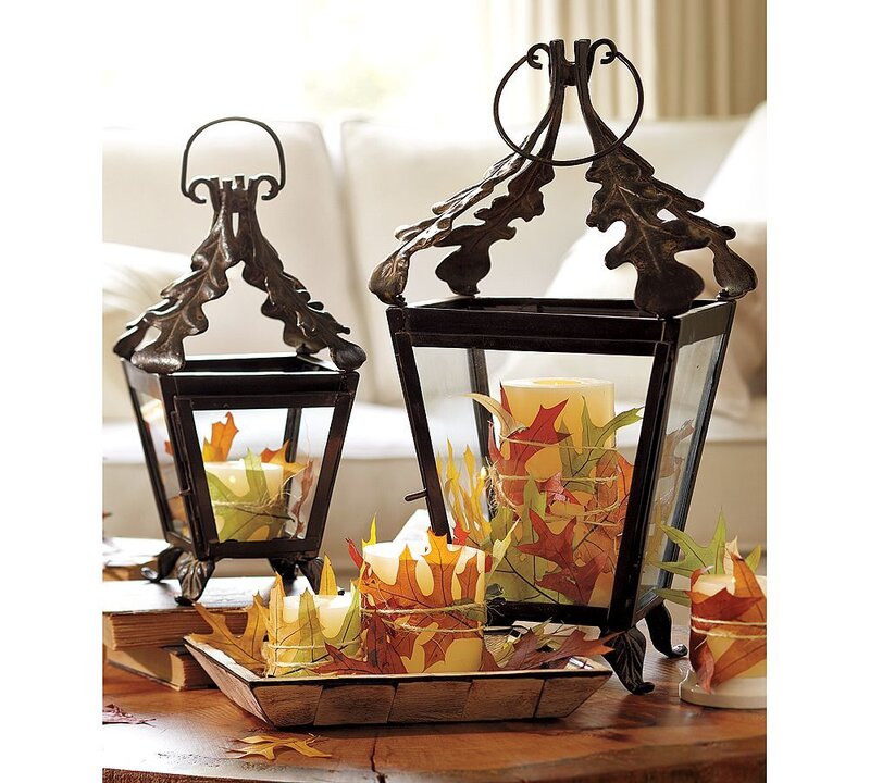 Autumn lanterns with leaves