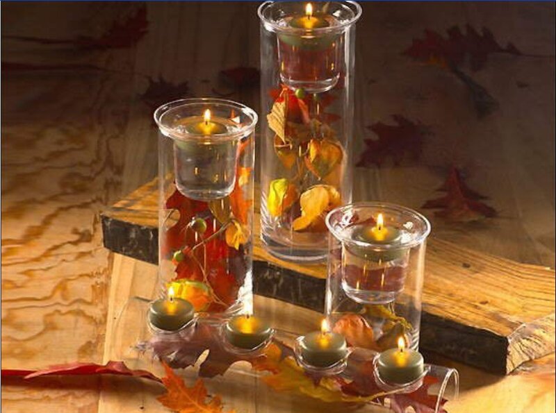 autumn leaf candle display