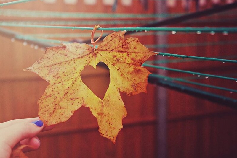 Autumn Leaf with Heart Cutout — Yellow, Calm