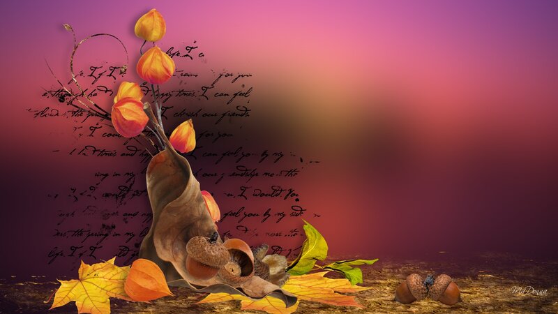 Autumn Leaves and Acorns — Purple