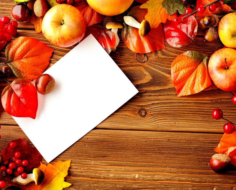 Autumn Leaves and Apples — Brown, Festive