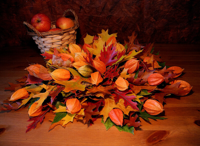 Autumn Leaves and Apples — Orange