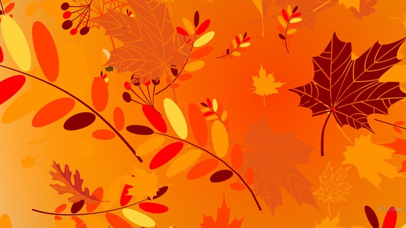 Autumn Leaves and Berries — Orange, Warm