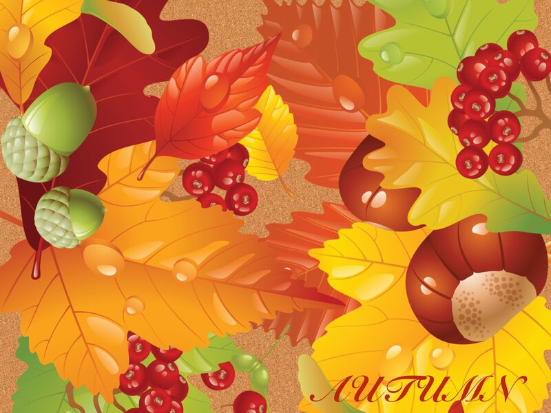 Autumn Leaves and Berries — Red, Festive