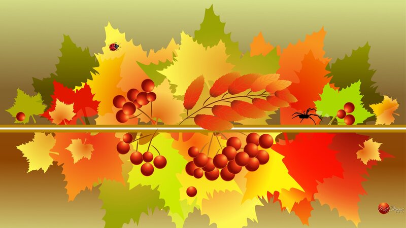 Autumn Leaves and Berries — Yellow, Calm