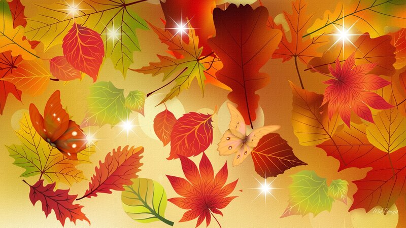 Autumn Leaves and Butterflies