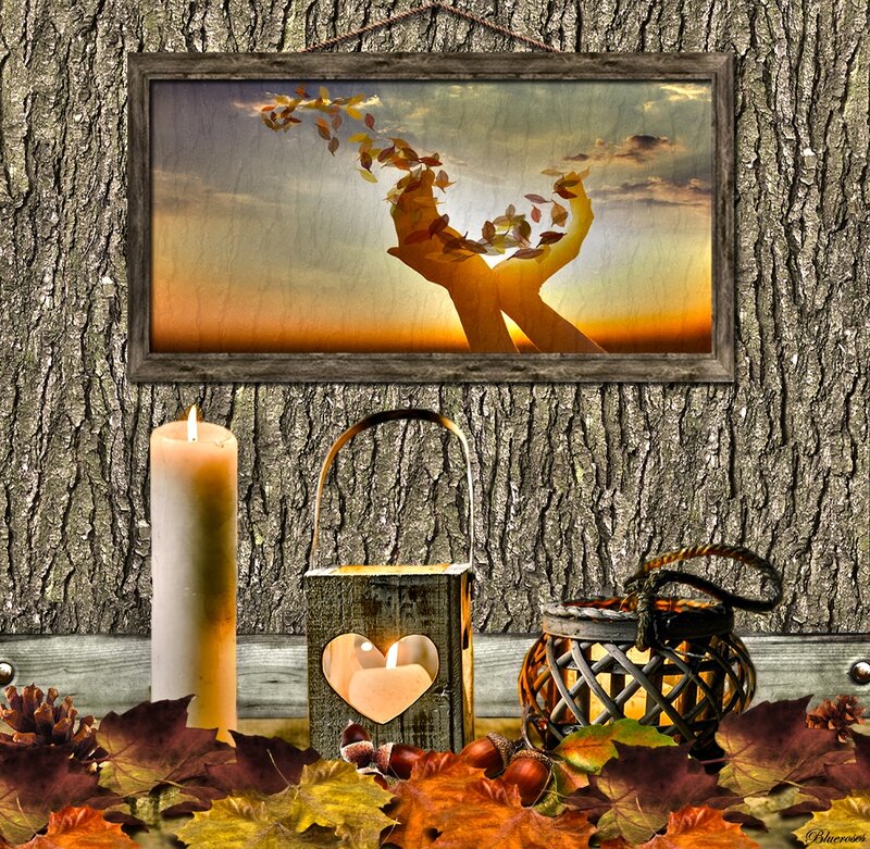 Autumn Leaves and Candle — Orange