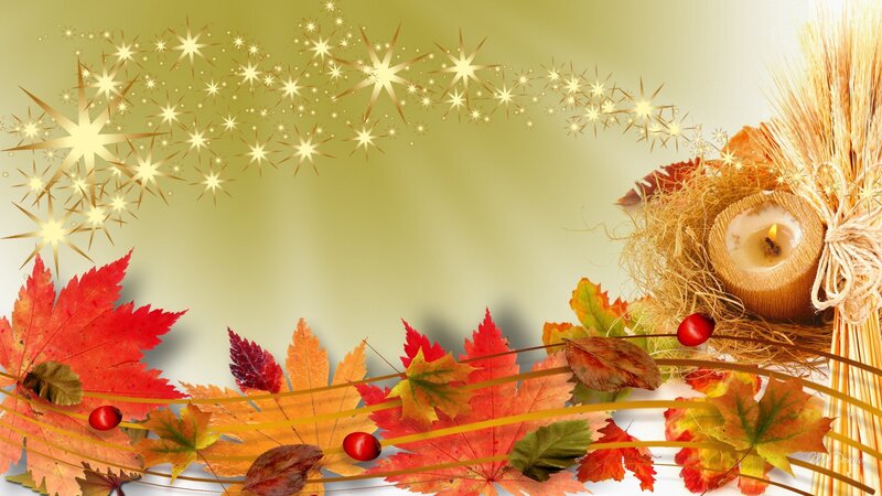Autumn Leaves and Candle — Red