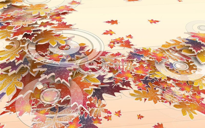 Autumn leaves and CDs collage