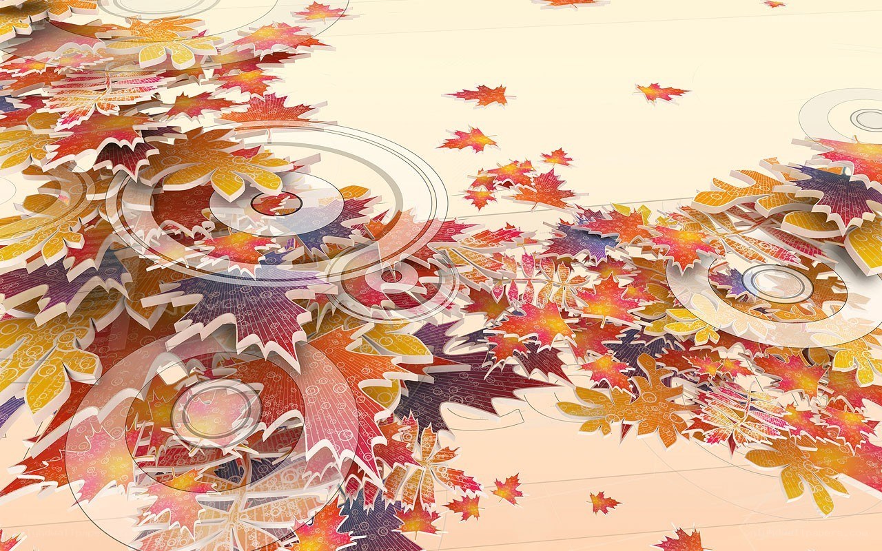 Autumn leaves and CDs collage