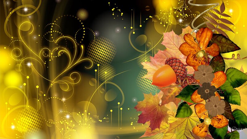 Autumn Leaves and Flowers — Yellow