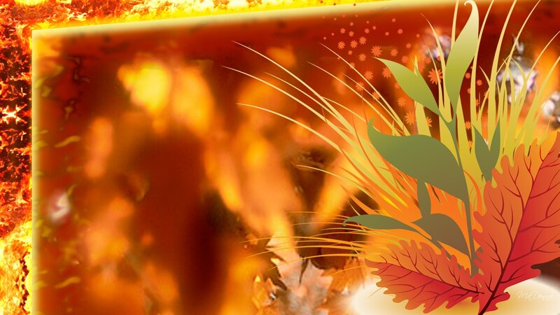 Autumn Leaves and Grass — Orange, Warm